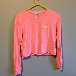 neon long sleeve pink crop top